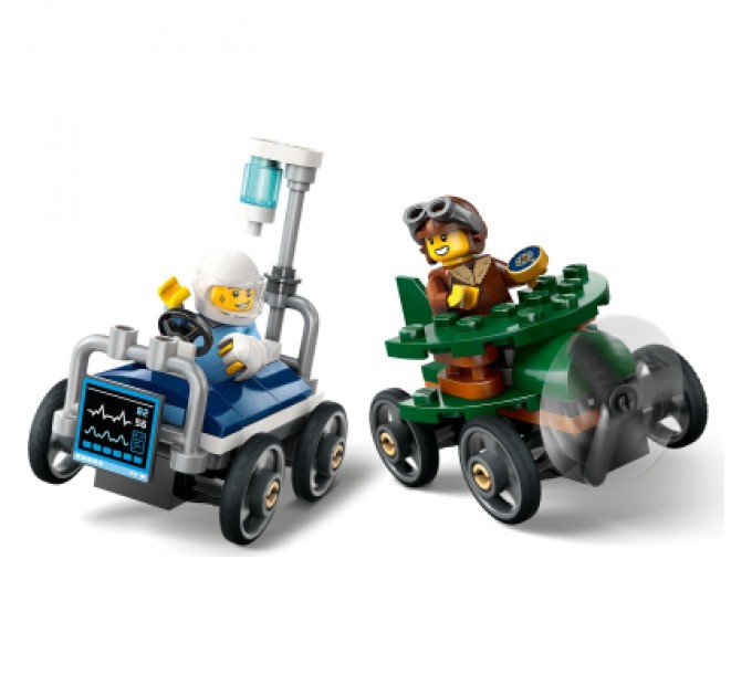 Конструктор LEGO City Літак проти лікарняного ліжка - Набір для перегонів (60459)