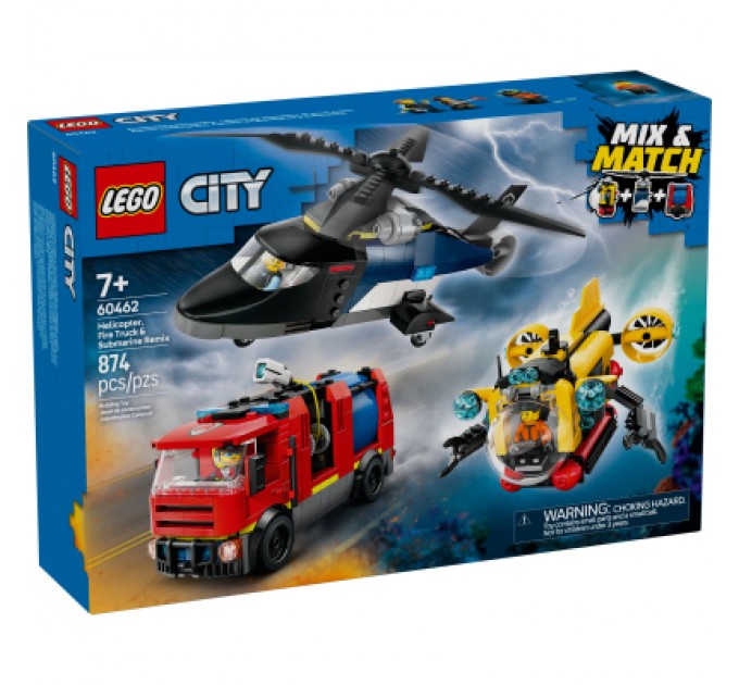Конструктор LEGO City Ремікс вертольотів, пожежних машин і підводних човнів (60462)