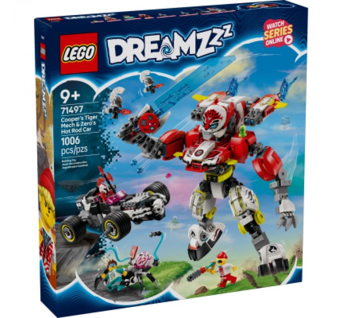 Конструктор LEGO DREAMZzz Робот-тигр Купера та Хот-род авто Зеро (71497)