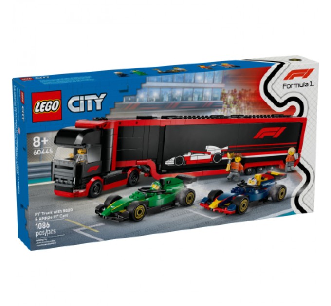 Конструктор LEGO City Вантажівка F1 з автомобілями RB20 та AMR24 (60445)