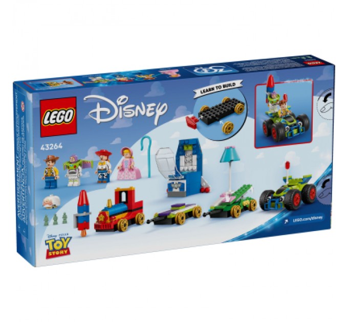Конструктор LEGO Disney та Pixar Святкування з Історії іграшок: поїзд та авто для гонок (43264)