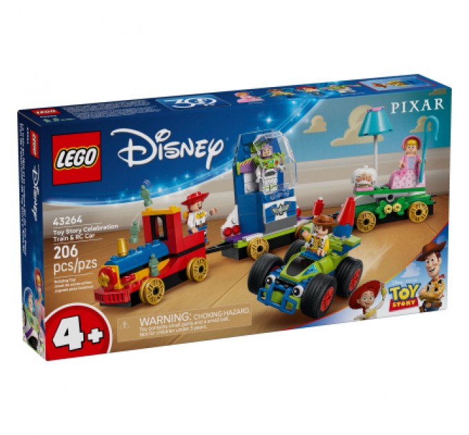 Конструктор LEGO Disney та Pixar Святкування з Історії іграшок: поїзд та авто для гонок (43264)