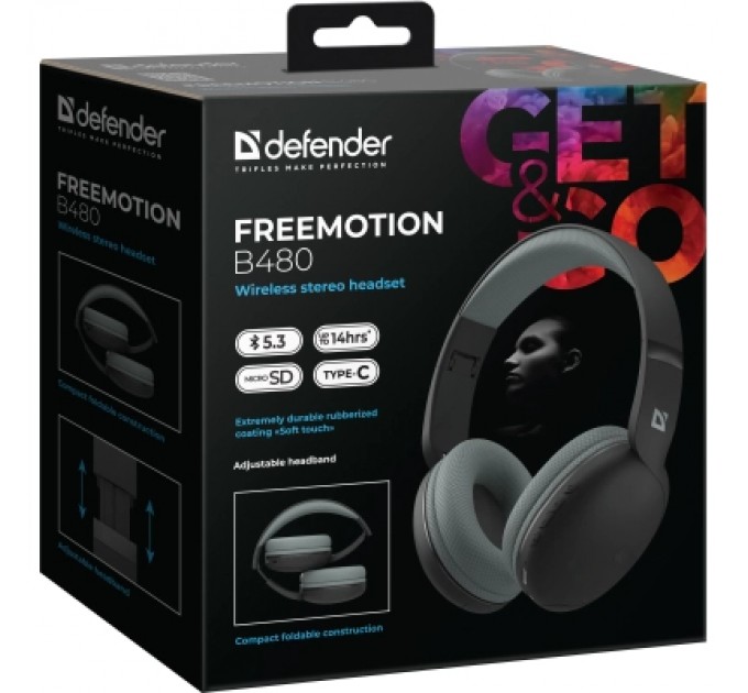 Defender Навушники Defender FreeMotion B480 Bluetooth Black (63480)