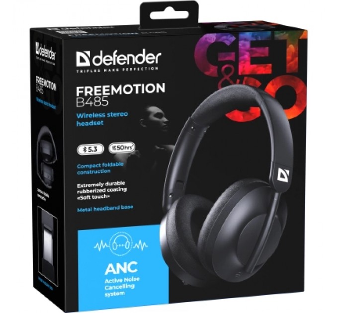 Навушники Defender FreeMotion B485 Bluetooth ANC Black (63485)