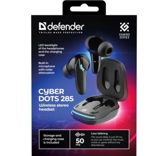 Навушники Defender CyberDots 285 Bluetooth Black (63285)