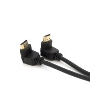 Кабель мультимедійний HDMI M to HDMI M 1.0m V1.4 90° corner black Merlion (YT-HDMI-1.0m/90°-90°)