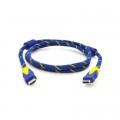 Кабель мультимедійний HDMI M to HDMI M 5.0m V1.4 blue yellow Merlion (YT-HDMI(M)/(M)NY/BL-5.0m)