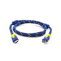 Кабель мультимедійний HDMI M to HDMI M 5.0m V1.4 blue yellow Merlion (YT-HDMI(M)/(M)NY/BL-5.0m)