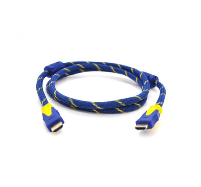 Кабель мультимедійний HDMI M to HDMI M 5.0m V1.4 blue yellow Merlion (YT-HDMI(M)/(M)NY/BL-5.0m)