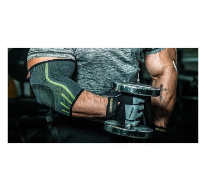 MadMax Фіксатор ліктя MadMax MFA-283 3D Compressive elbow support Dark grey/Neon green S (MFA-283_S)