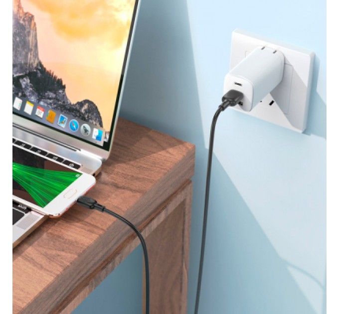 BOROFONE Дата кабель USB 2.0 AM to USB-C 1.0m 60W silicone black BOROFONE (6941991115455)