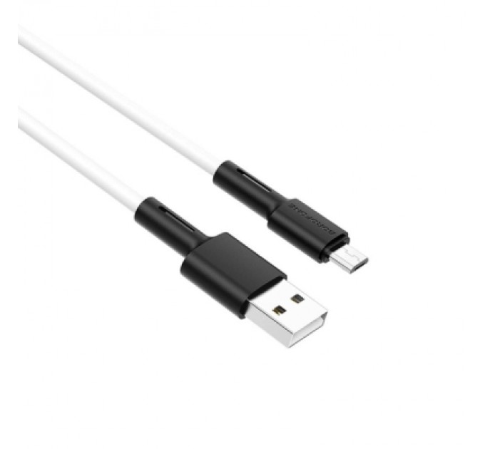 Дата кабель USB 2.0 AM to Micro 5P 1.0m silicone white BOROFONE (6931474710383)