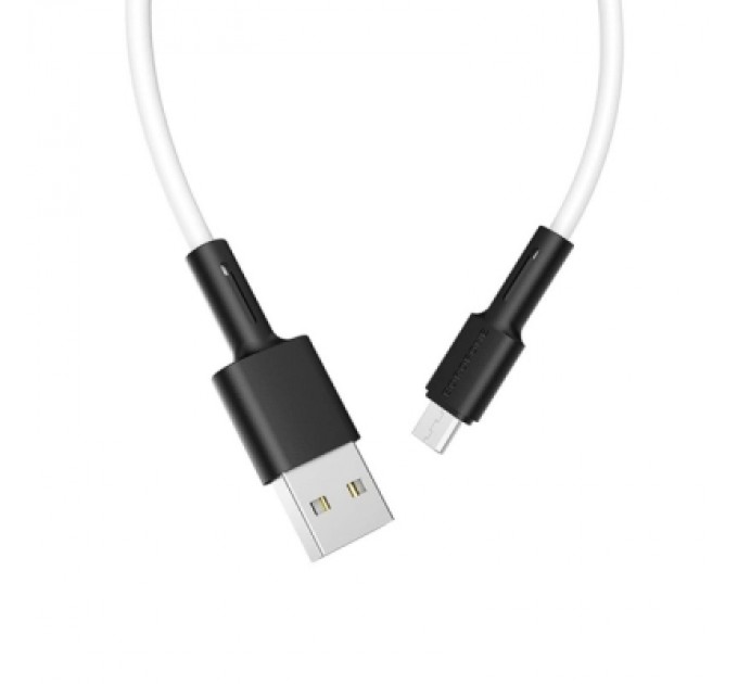 Дата кабель USB 2.0 AM to Micro 5P 1.0m silicone white BOROFONE (6931474710383)