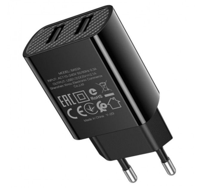 BOROFONE Зарядний пристрій BOROFONE BA53A 2xUSB 10.5W black (6931474739131)