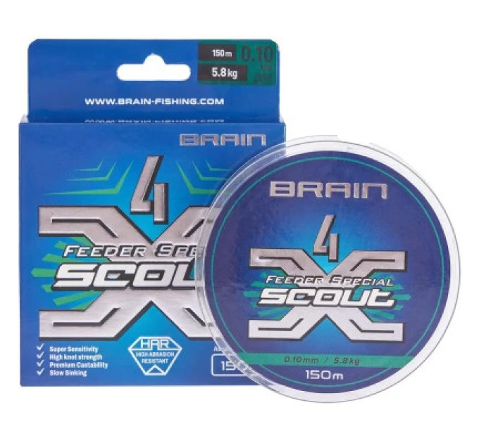 Brain Шнур Brain Scout 4X 150m (camo) 0.100mm 5.8kg (1858.54.80)