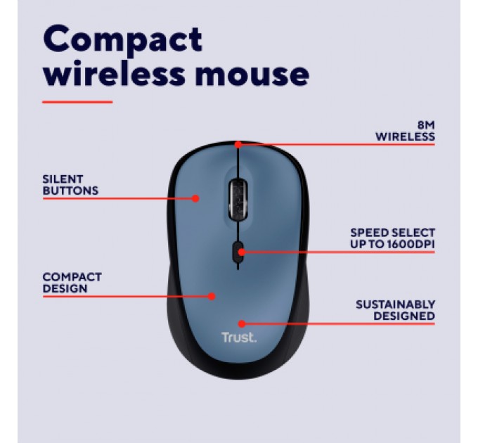 Мишка Trust Yvi+ Silent Wireless/Bluetooth Dark Blue (25514)