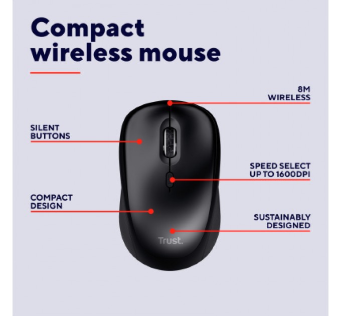 Мишка Trust Yvi+ Silent Wireless/Bluetooth Glossy Black (25512)