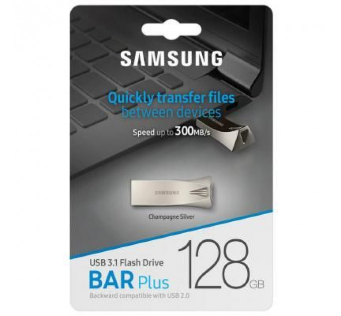 USB флеш накопичувач Samsung 128GB Bar Plus Silver USB 3.1 (MUF-128BE3/APC)