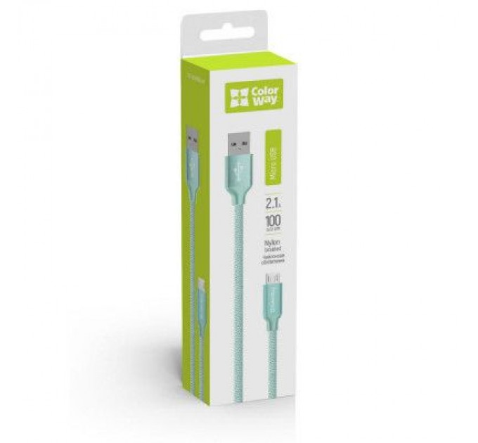 ColorWay Дата кабель USB 2.0 AM to Micro 5P 1.0m mint ColorWay (CW-CBUM002-MT)