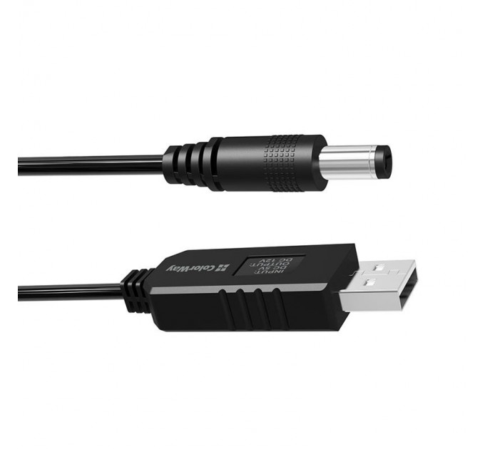 Кабель ColorWay для роутера 12V (USB-DC 5.5х2.5mm) 1 м, Black (CW-CBUD067-BK)