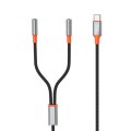 Кабель XO AUX 2х3.5 мм - USB Type-C (F/M), 1 м, Black (NB-R269B.black)