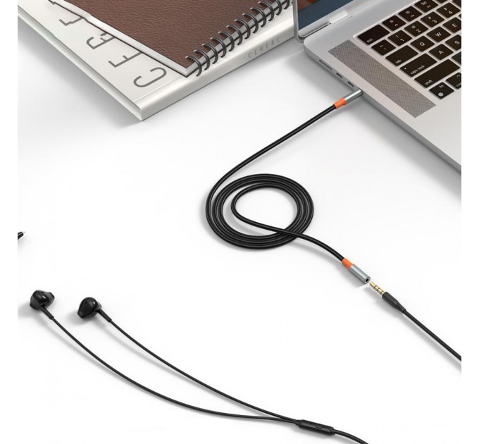 Кабель XO AUX 2х3.5 мм - USB Type-C (F/M), 1 м, Black (NB-R269B.black)