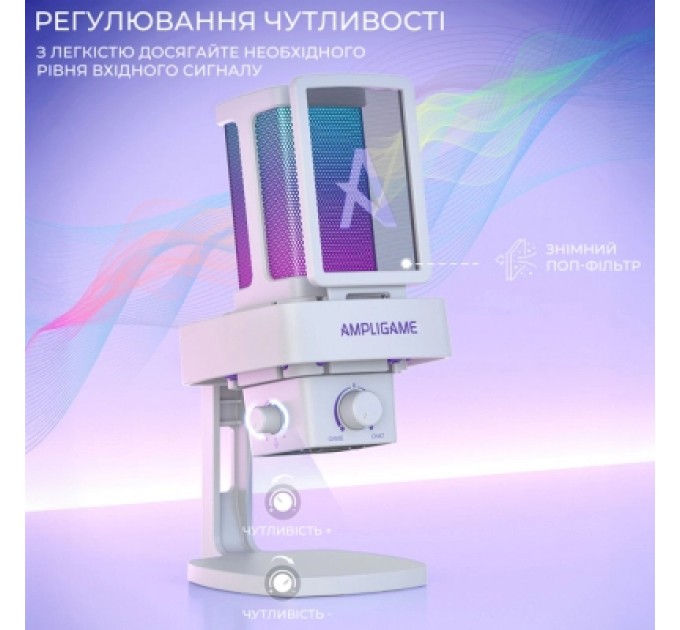 Мікрофон Fifine Ampligame Q8PROW USB White (Q8PROW)