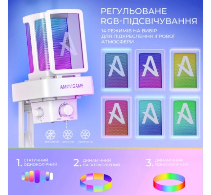 Мікрофон Fifine Ampligame Q8PROW USB White (Q8PROW)