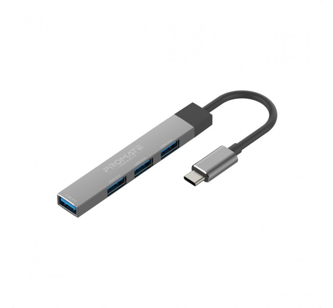 Promate USB-хаб Promate LiteHub-4 USB Type-C Grey