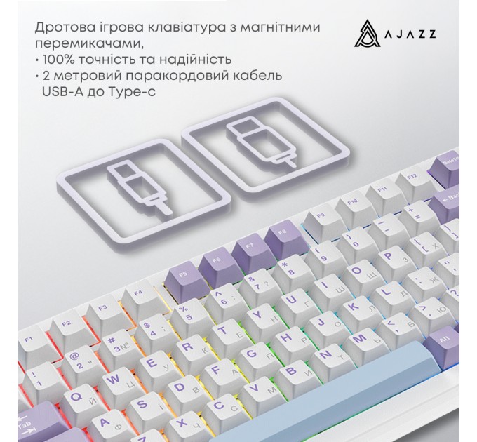 Ajazz Клавіатура Ajazz AK820 Max Magnetic Switch White (AK820MAX-WM-PWB)