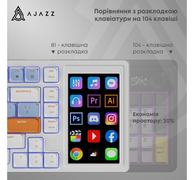 Ajazz Клавіатура Ajazz AKP815 Huano Red Switch White (AKP815-R-WBO)
