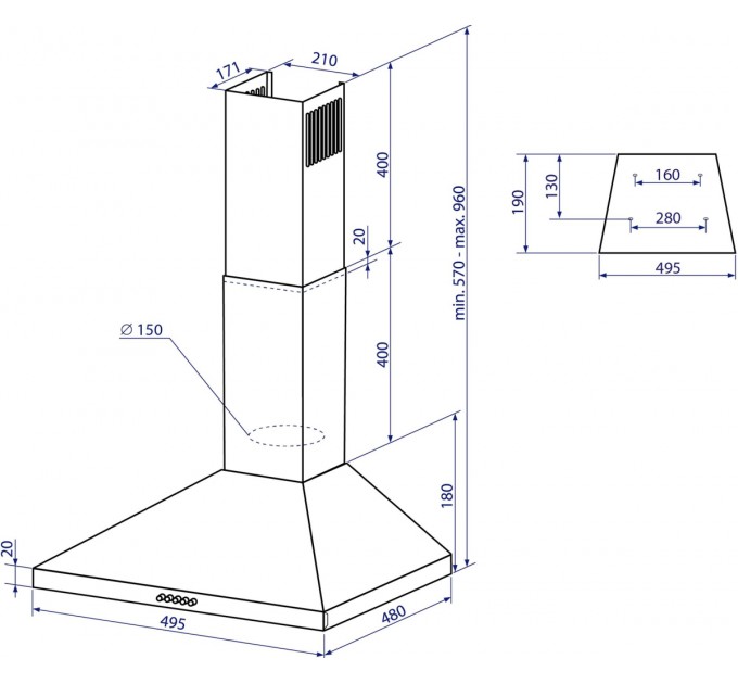 Minola Витяжка Minola HK 5214 BL 700 LED