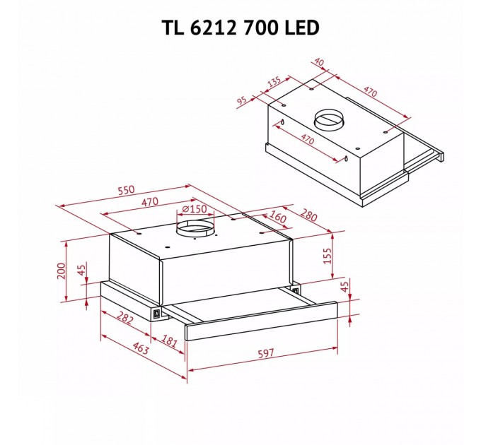 Perfelli Витяжка Perfelli TL 6212 WH 700 LED