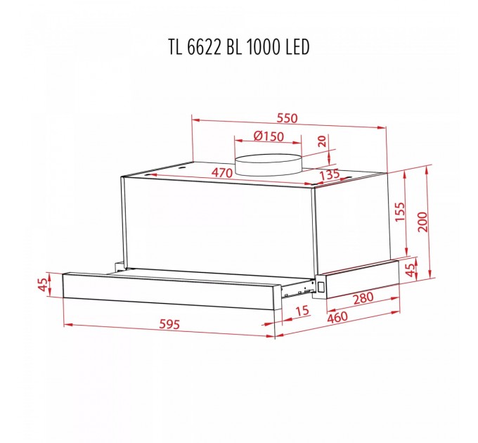 Perfelli Витяжка Perfelli TL 6622 BL 1000 LED