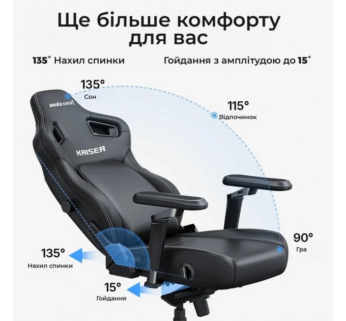 Anda Seat Крісло для геймерів Anda Seat Kaiser 4 V2 Size XL PVC Black (AD12YDDC-XLL-20-B-PV/C-03)