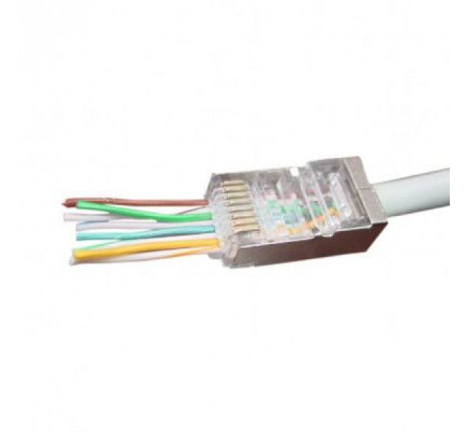 Конектор RJ45 cat.5e FTP 8P8C * 10 (наскрізні отв., позолоч. конт.) Cablexpert (LC-PTF-01/10)