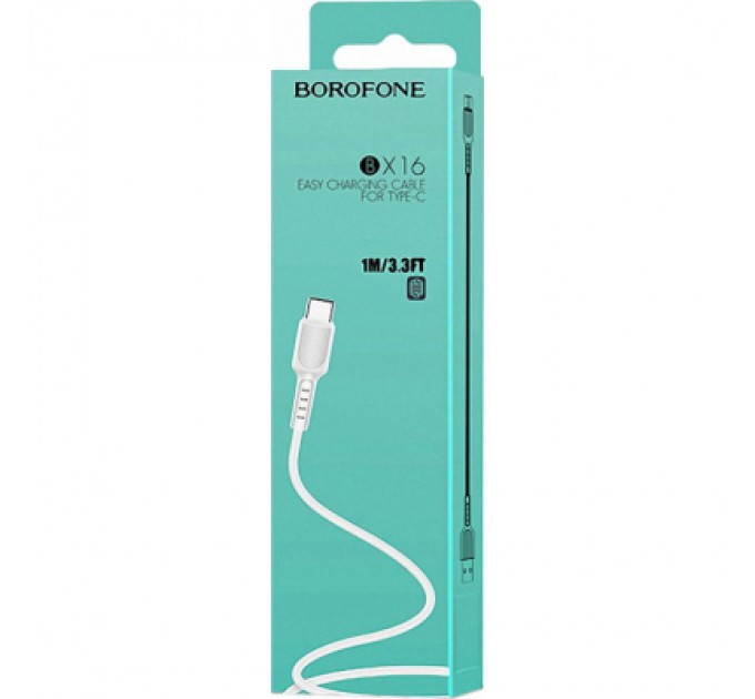 BOROFONE Дата кабель USB 2.0 AM to USB-C 1.0m 2A PVC BX16 white BOROFONE (6957531099468)