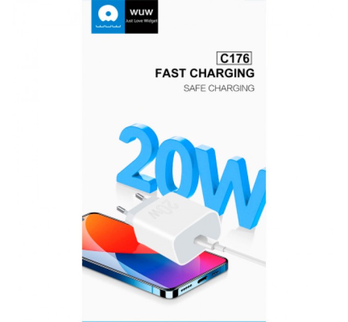 WUW Зарядний пристрій WUW C176 USB-C PD20W White (WUW-C176)