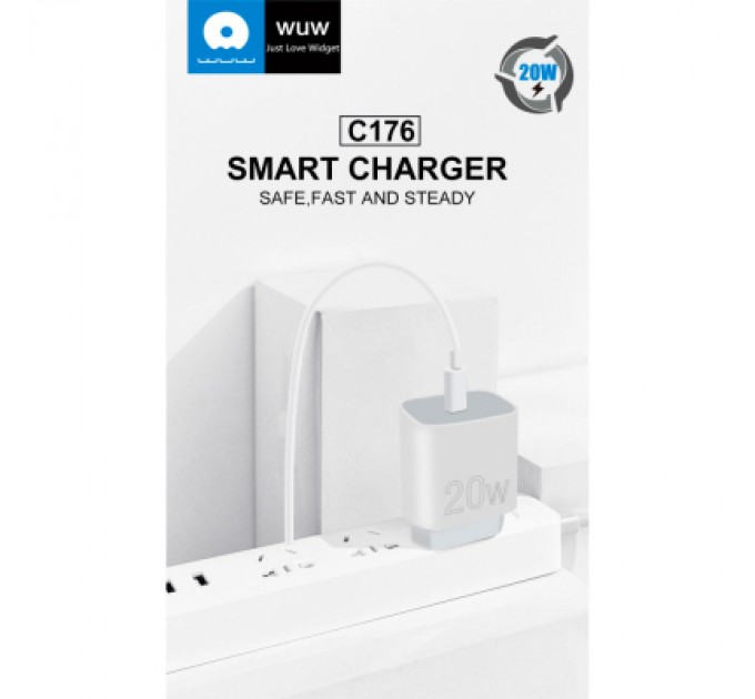 WUW Зарядний пристрій WUW C176 USB-C PD20W White (WUW-C176)