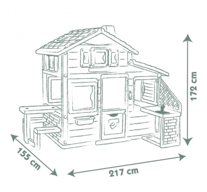 Smoby Ігровий будиночок Smoby Life для друзiв з лiтньою кухнею, дверним дзвiнком та столиком, 217х155х172 см (7600810207)
