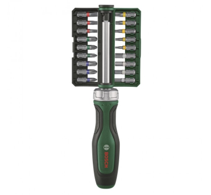 Bosch Набір викруток Bosch з тріскачкою, 18 біт, 225мм, сталь CrV (1.600.A02.Z9A)