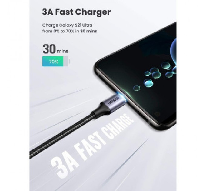 Ugreen Дата кабель USB-C to USB-C 3.0m 60W US255 90-degree Angle Black Ugreen (80714)