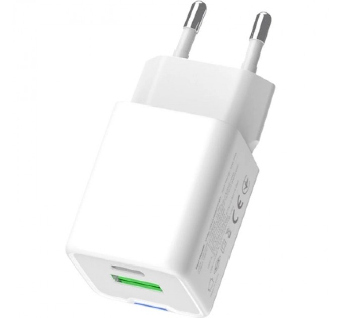 ColorWay Зарядний пристрій ColorWay GaN Mini 30W PD Port PPS USB (Type-C PD + USB QC4.0) white (CW-CHS053PD-WT)