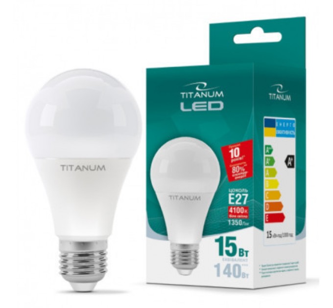 TITANUM Лампочка TITANUM A65 15W E27 4100K 220V (TLA6515274)