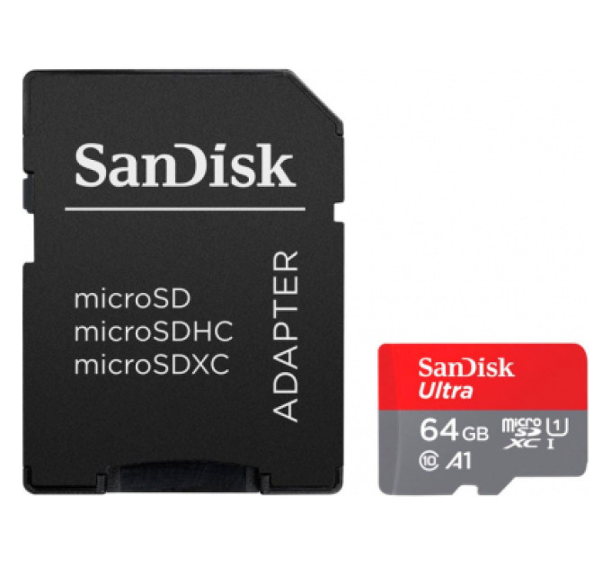 SanDisk Карта пам'яті SanDisk 64GB microSD Class 10 A1 R-140 (SDSQUAB-064G-GN6IA)