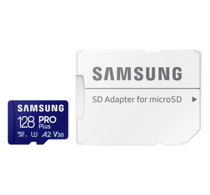 Samsung Карта пам'яті Samsung 128 GB microSDXC Pro Plus UHS-I U3 V30 A2 Class 10 + SD-adapter (MB-MD128SA/EU)