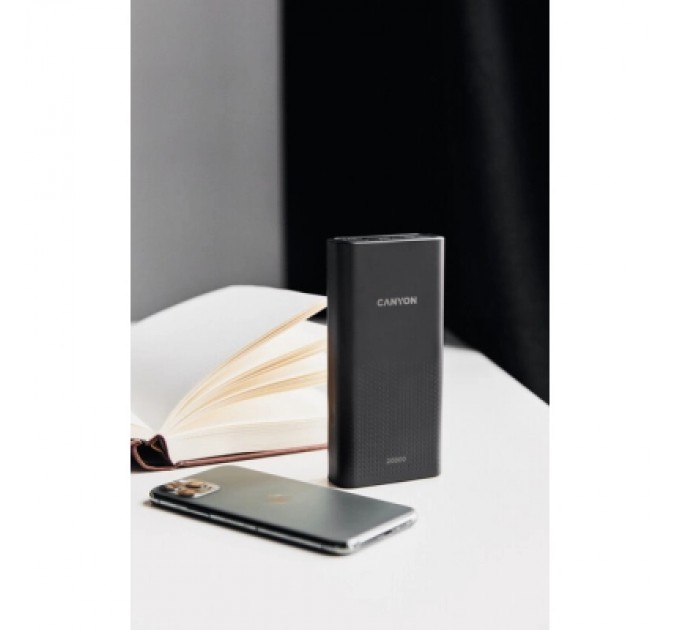 Canyon Батарея універсальна Canyon 20000mAh, Input 5V/2A, Output 5V/2.1A(Max), Black (CNE-CPB2001B)