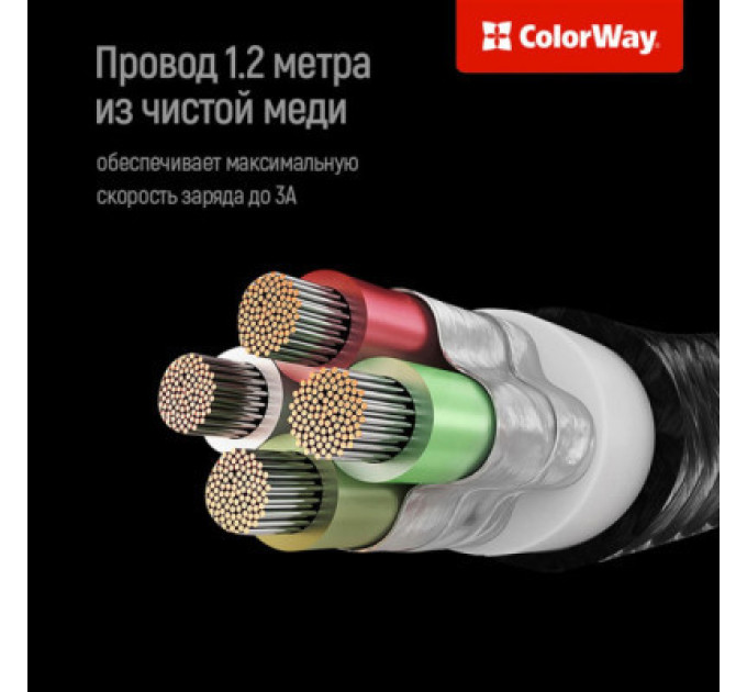 ColorWay Дата кабель USB 2.0 AM to Lightning + Micro 5P + Type-C 4.0A (20W) ColorWay (CW-CBU3003-GR)