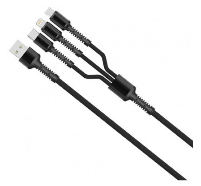 ColorWay Дата кабель USB 2.0 AM to Lightning + Micro 5P + Type-C 4.0A (20W) ColorWay (CW-CBU3003-GR)