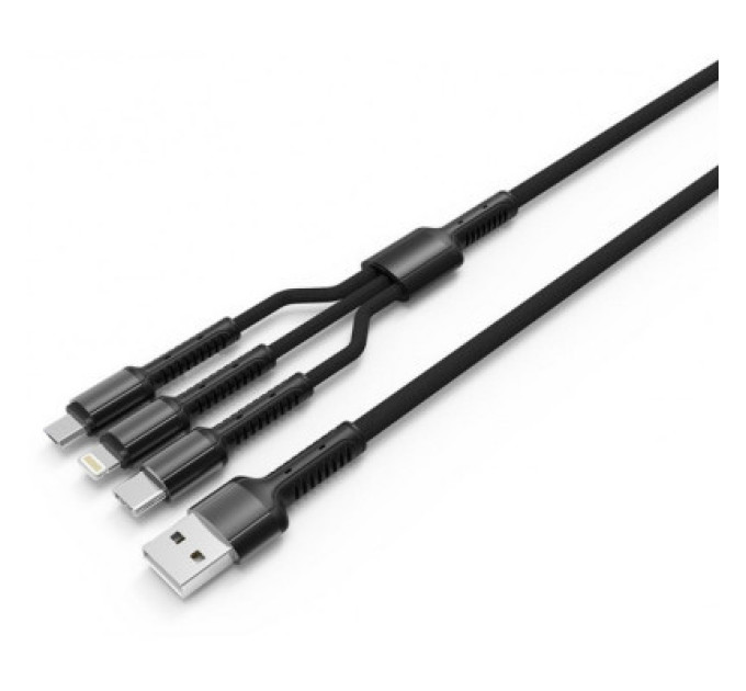 ColorWay Дата кабель USB 2.0 AM to Lightning + Micro 5P + Type-C 4.0A (20W) ColorWay (CW-CBU3003-GR)